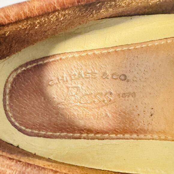 GH Bass & Co Shoes Mens 9 Wide Brown Leather Hampton Boat Deck Eye Moc Toe VTG - Picture 9 of 11